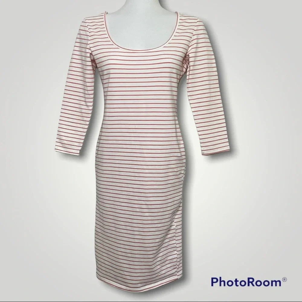 Forever 21 White & Coral Stripe Bodycon Dress - Picture 5 of 16